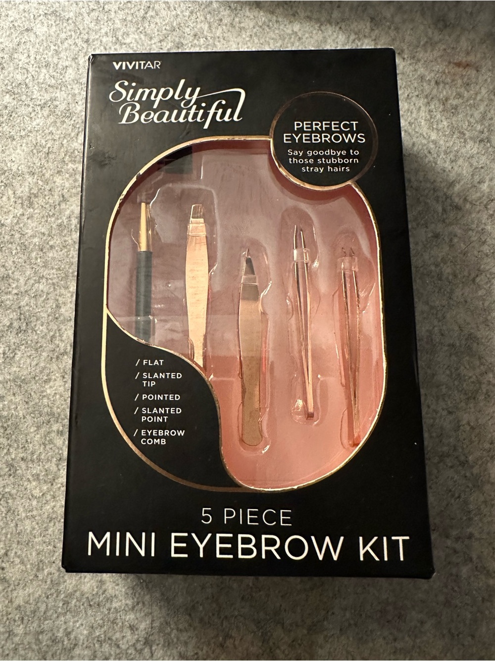 Vivitar Simply Beautiful Rose Gold 5-Piece Mini Eyebrow Kit